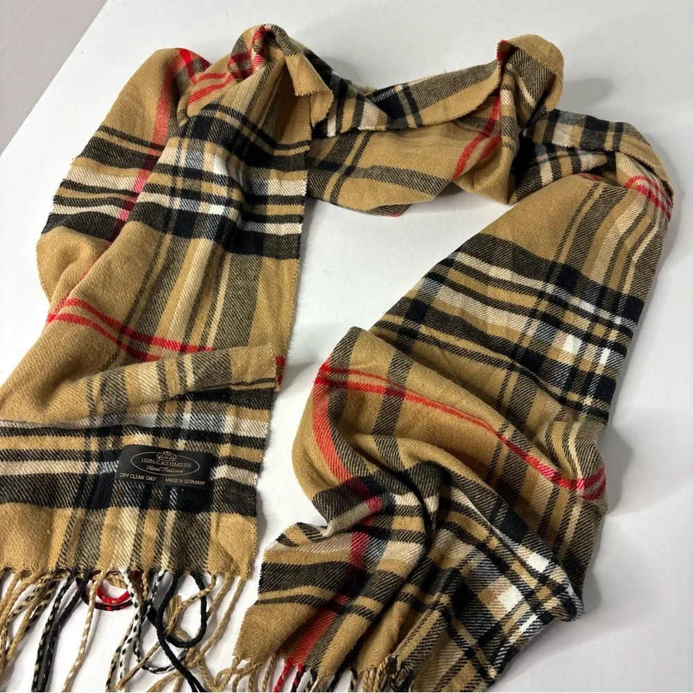 German 100% Cashmere Plaid Tartan Fringe scarf